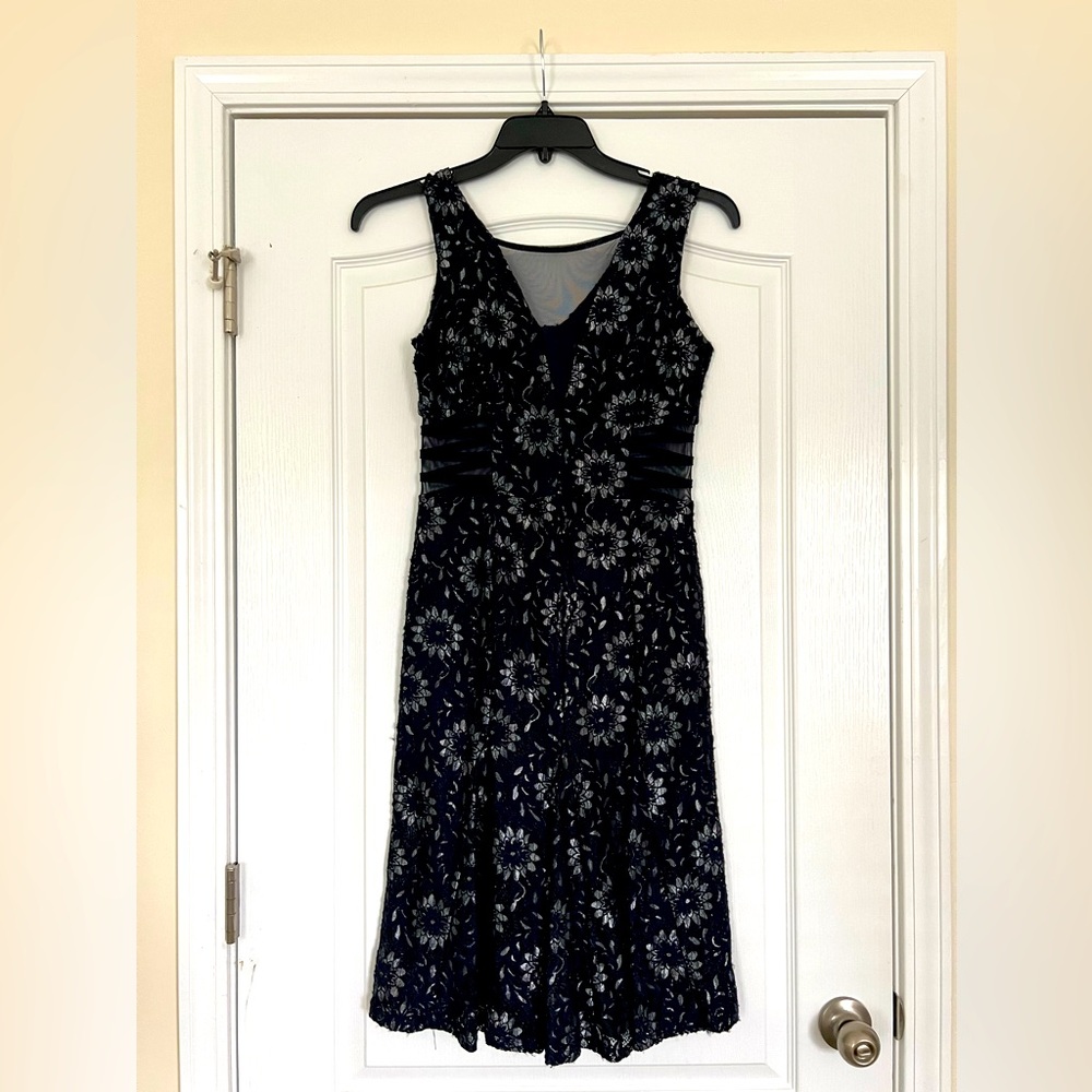 Sexy, navy, peek-a-boo Enfocus Studio dress